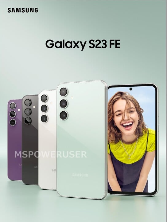Galaxy S23 FE deve ser vendido em quatro cores, incluíndo verde e roxo (Imagem: MSPowerUser)