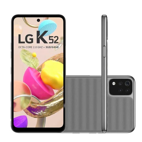 Smartphone LG K52 64GB 3GB RAM, Câmera Quadrupla, Tela 6,6” Android 10.0 - Cinza