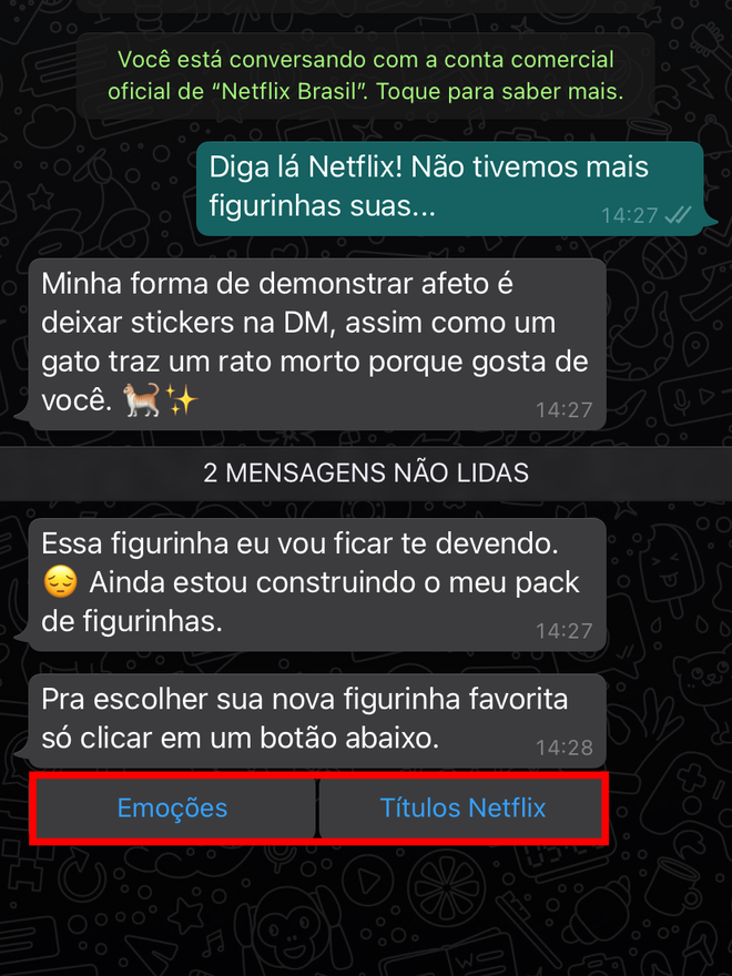 Netflix está no Zap! Saiba como conseguir figurinhas de séries e filmes -  Canaltech