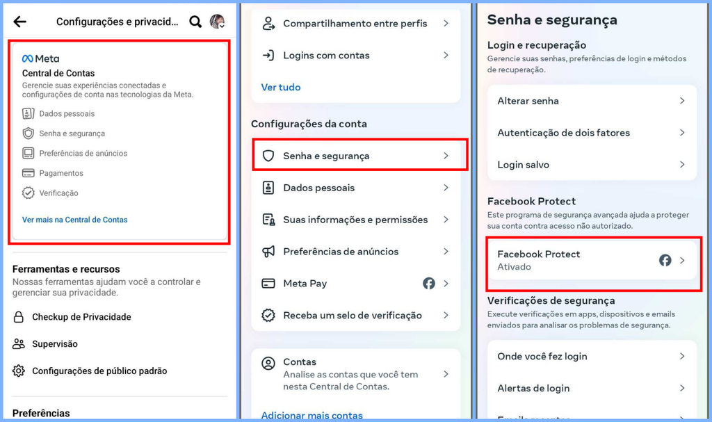 O Facebook Protect garante camadas extras de segurança ao seu perfil (Imagem: Captura de tela/Fabrício Calixto/Canaltech)