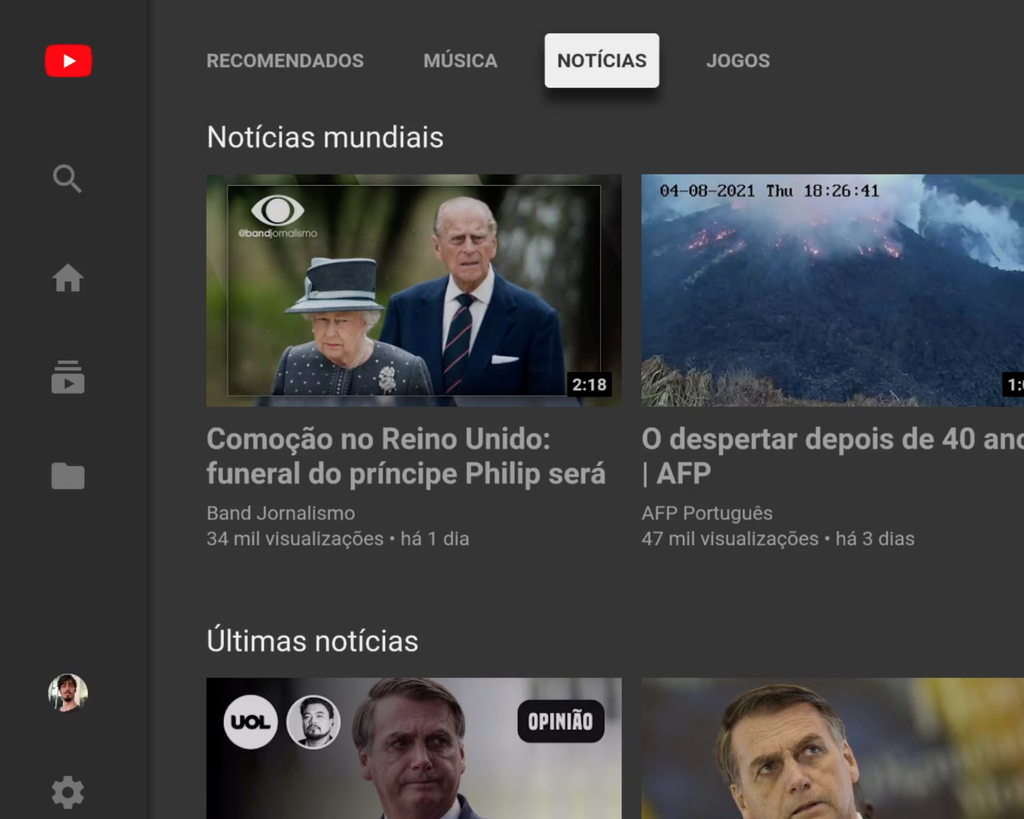 O aplicativo oficial do YouTube está na Apple TV - Captura de tela: Thiago Furquim (Canaltech)