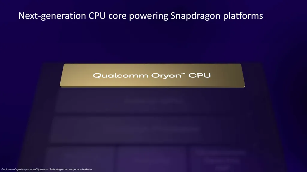 O núcleo (e CPU) Oryon, baseado nas tecnologias da Nuvia, equipará a próxima geração do Snapdragon para PCs, e promete ganhos massivos de desempenho e eficiência (Imagem: Qualcomm)