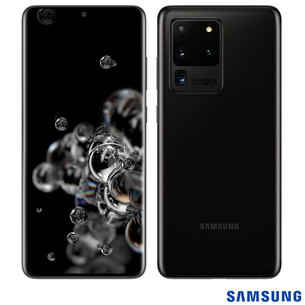 Samsung Galaxy S20 Ultra Preto, Tela Infinita de 6,9”, 4G, 512GB, Câmera Quádrupla 108MP+48MP+12MP+ToF - SM-G988BZK5ZTO