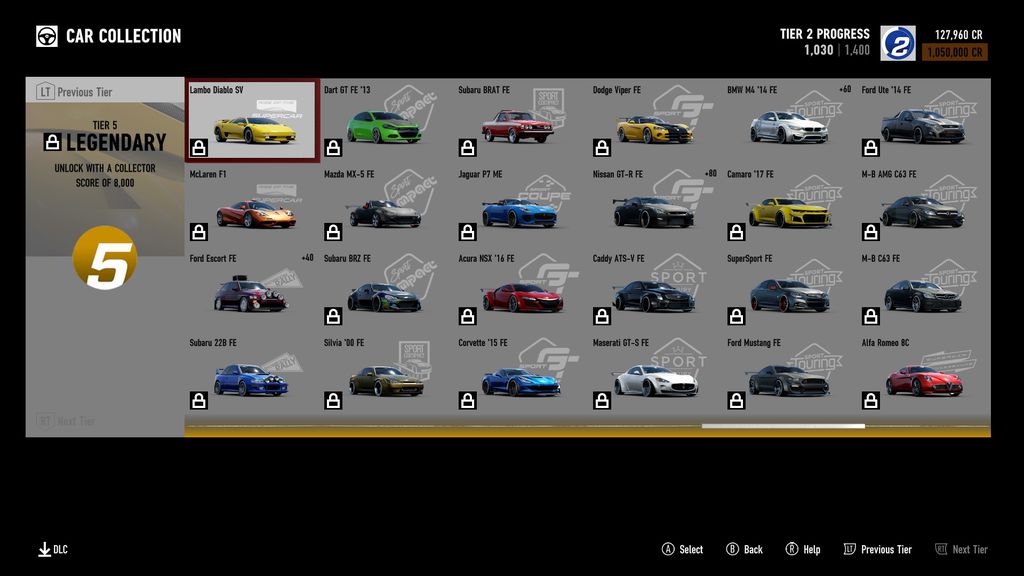 Ao invés de garagens, em Forza 7 carros são colecionados numa espécie de álbum de figurinhas