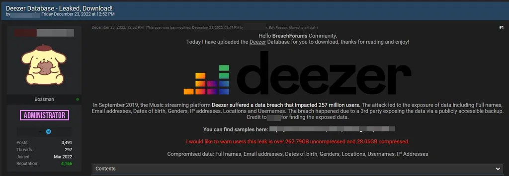 Deezer | Mais de 220 milhões de usuários têm dados vazados