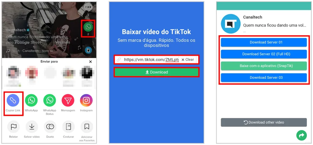Veja como salvar um vídeo do TikTok sem marca d'água pra usá-lo no Instagram (Captura de tela: Matheus Bigogno)