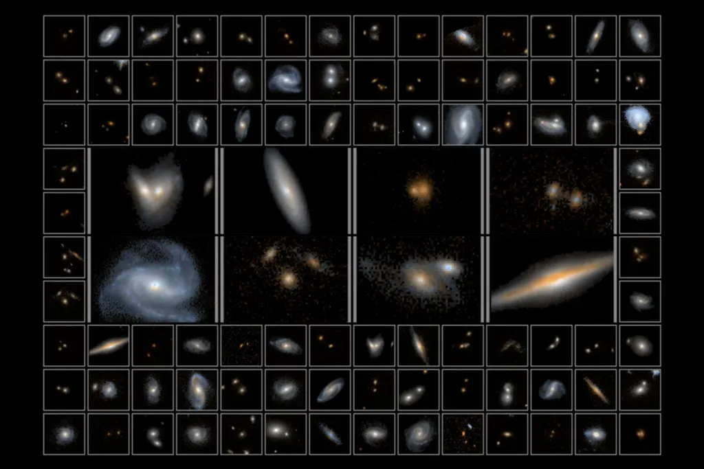 Galáxias dos últimos 10 bilhões de anos observadas pelo programa 3D-DASH (Imagem: Reprodução/Lamiya Mowla)