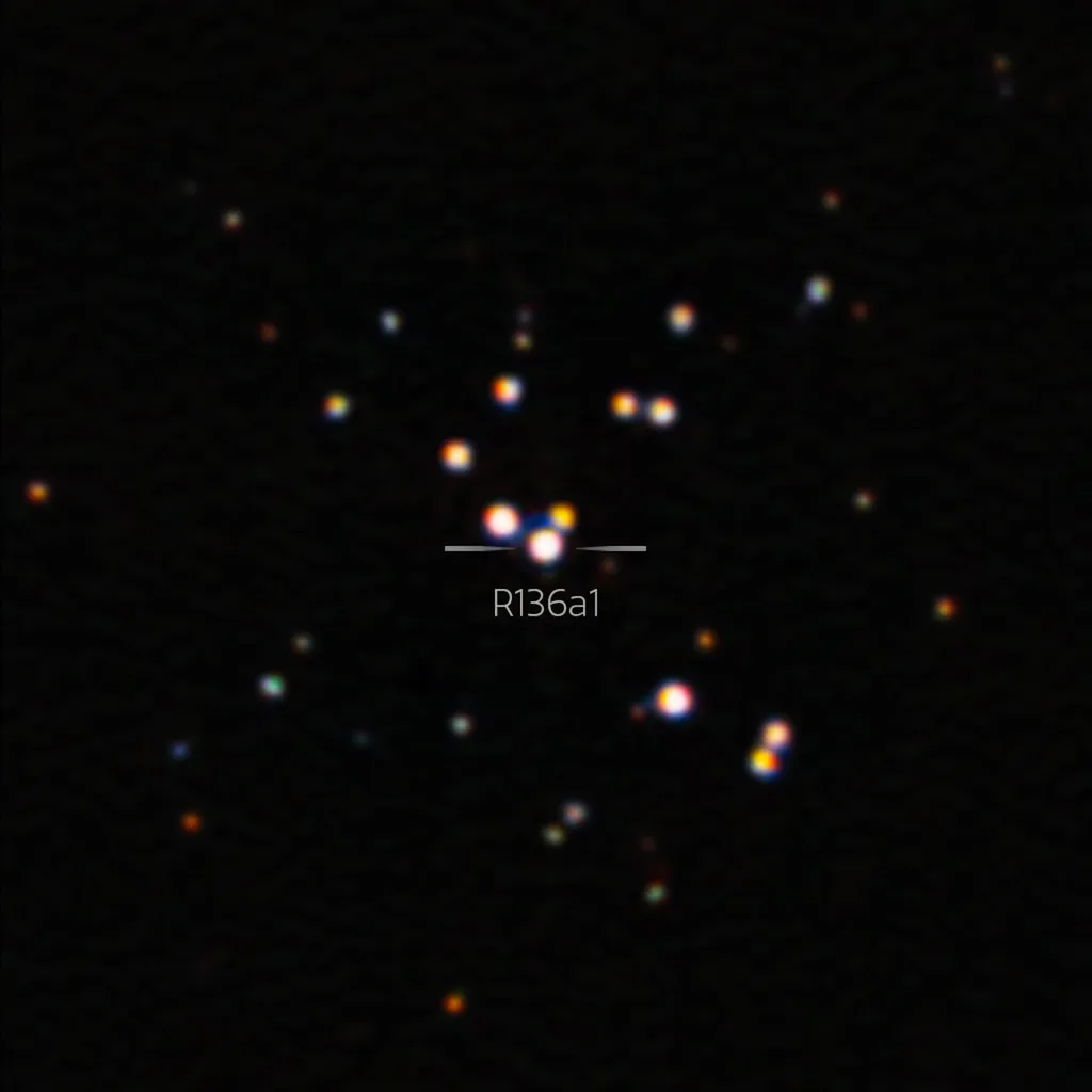 Foto mais nítida já capturada da estrela R136a1 (Imagem: Reprodução/International Gemini Observatory/NOIRLab/NSF/AURA)