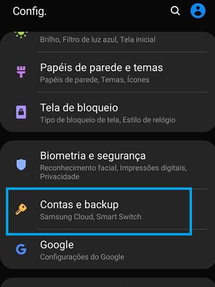 Para acessar a Samsung Account em seu smartphone, vá até as configurações (Captura de tela: Ariane Velasco)