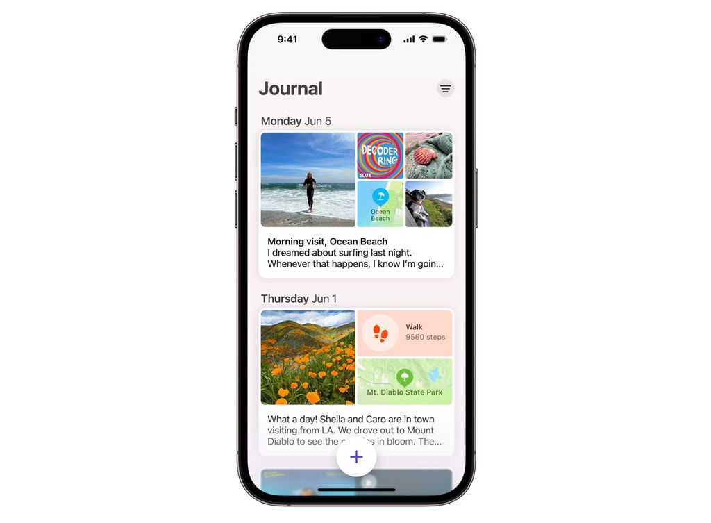 Aplicativo Journal começa a ser testado no iOS 17.2 Beta (Imagem: Divulgação/Apple)