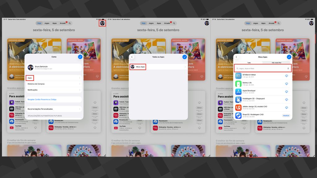 Passos para atualizar o Instagram no iPad