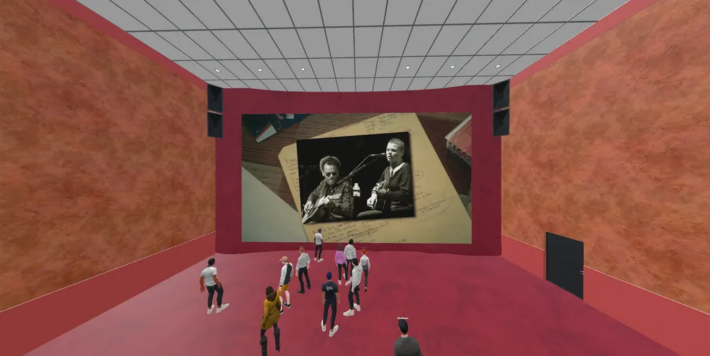 A sala de cinema onde o documentário foi exibido é parte do NandoVerso, o metaverso de Nando Reis (Imagem: Captura de tela/Alveni Lisboa/Canaltech)