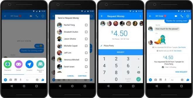 Em 2017, Facebook adicionou ao Messenger suporte para pagamentos em grupos. Imagem: Divulgação / Facebook