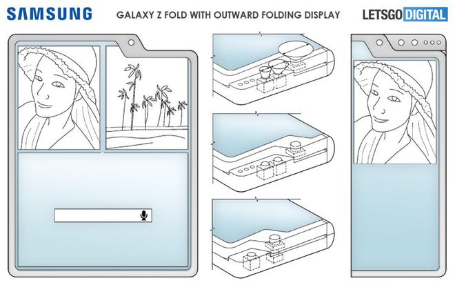 Tela do smartphone dobraria para fora, assim como o Huawei Mate Xs (Foto: Reprodução/LetsGoDigital)