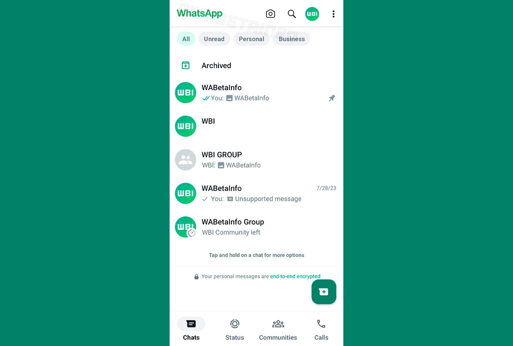 Barra superior do WhatsApp pode receber mudanças no Android (Imagem: Reprodução/WABetaInfo)