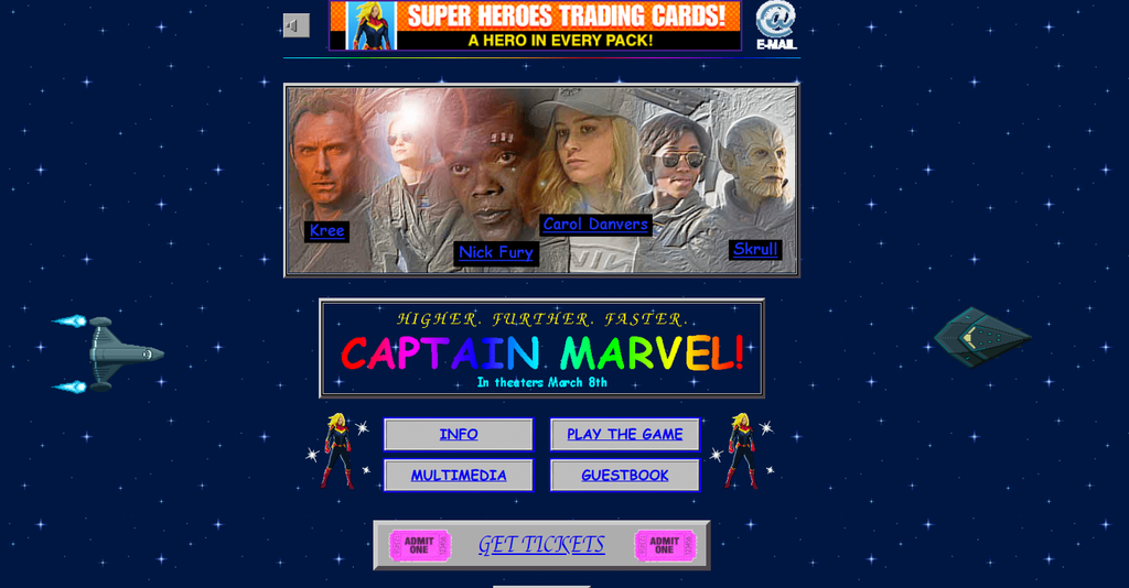 Site promocional de Capitã Marvel é uma viagem à internet dos anos 1990