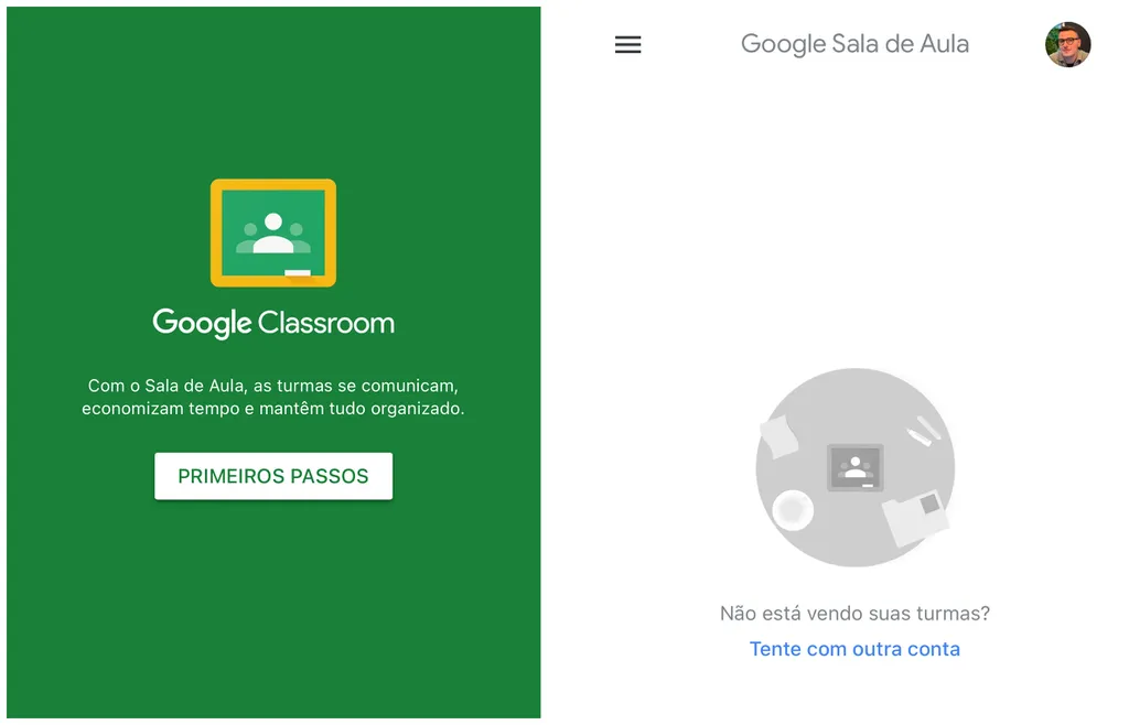 App do Google Classroom para celular reúne turmas para salas de aula virtuais (Captura de tela: Caio Carvalho)