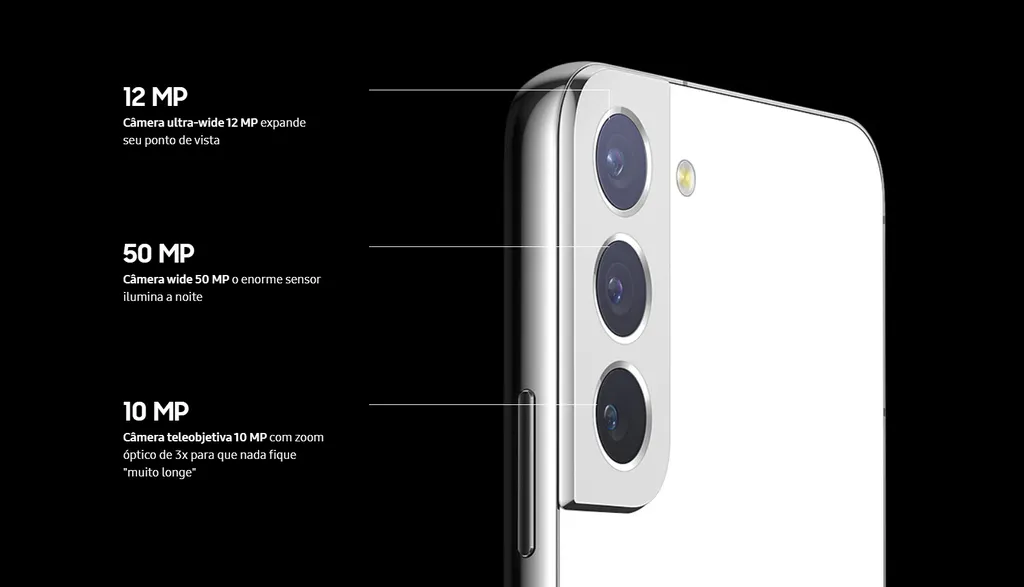 Galaxy S23 e S23 Plus podem manter resoluções dos sensores de câmeras traseiras da série Galaxy S22 (Imagem: Reprodução/Samsung)