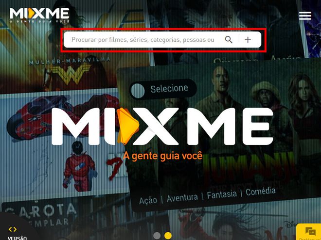 Acesse o site do Mixme e utilize o campo de busca para procurar um filme ou série (Captura de tela: Matheus Bigogno)