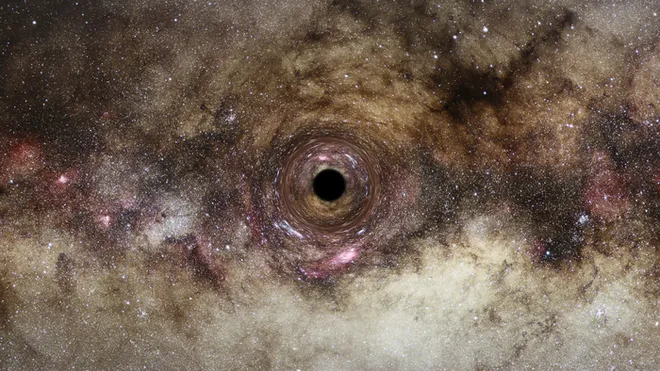 O buraco negro descoberto pode ajudar os cientistas a entenderem a formação dos buracos negros supermassivos (Imagem: Reprodução/ESA/Hubble, Digitized Sky Survey, Nick Risinger, N. Bartmann)