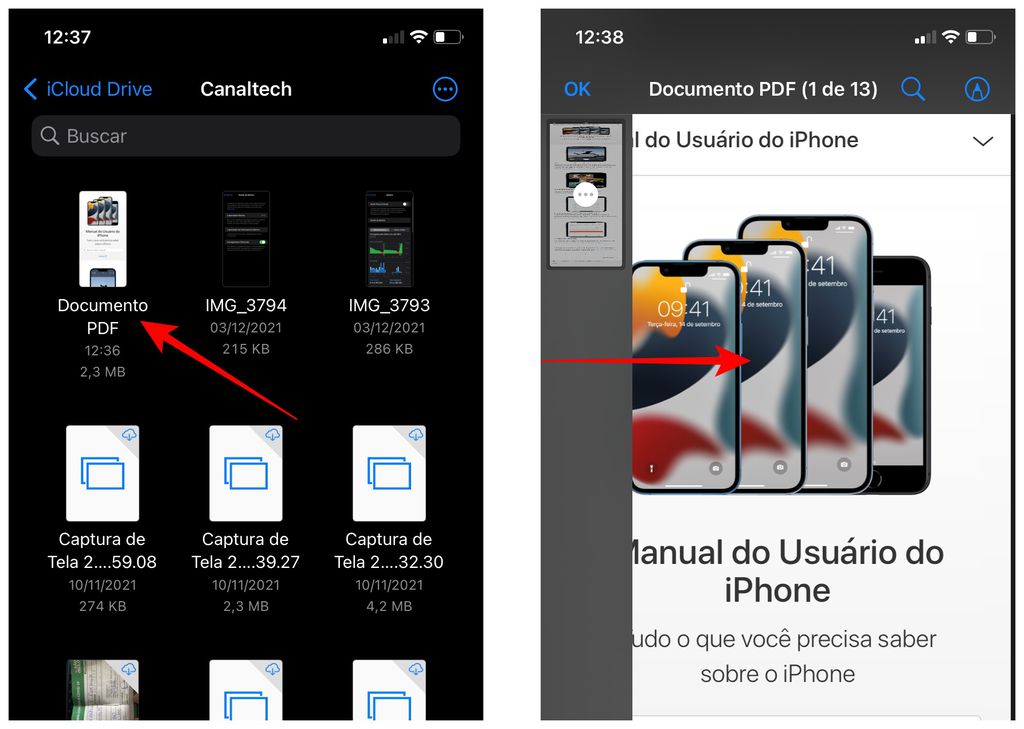 Edite rapidamente um documento PDF pelo app Arquivos no iPhone (Captura de tela: Thiago Furquim)