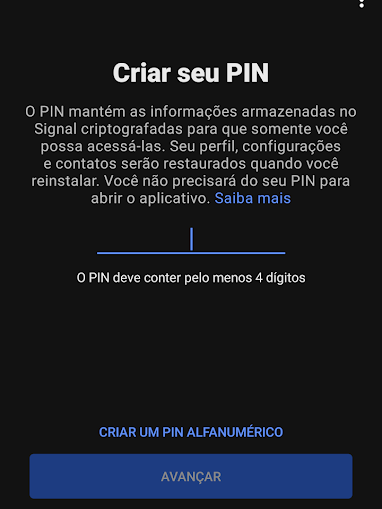 O PIN é uma das medidas de segurança do app (Imagem: André Magalhães/Captura de tela)