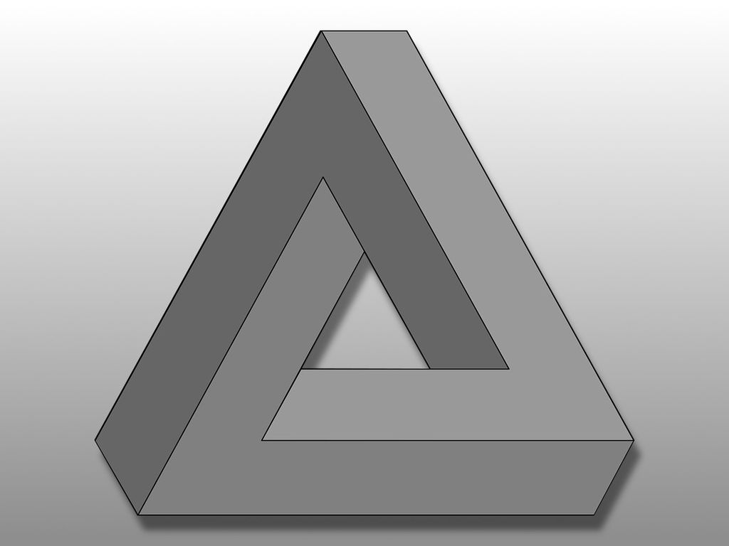 Ilusão de ótica 3D do triângulo impossível / Imagem: Reprodução