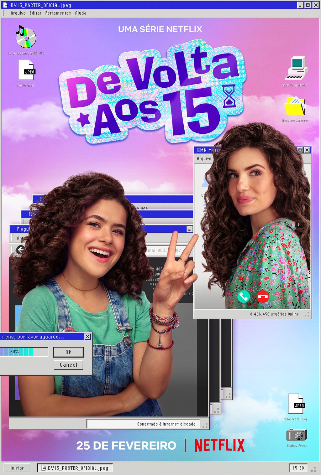 Maisa e Camila Queiroz estampam pôster da série De Volta aos 15 (Imagem: Divulgação / Netflix)