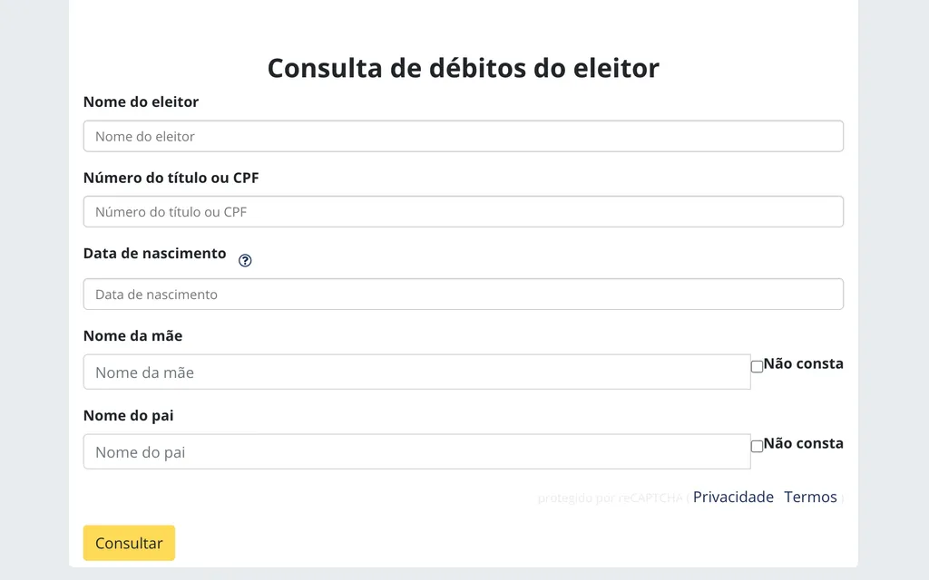 Como consultar débitos e multas em atraso no TSE por não votar (Captura de tela: Caio Carvalho)