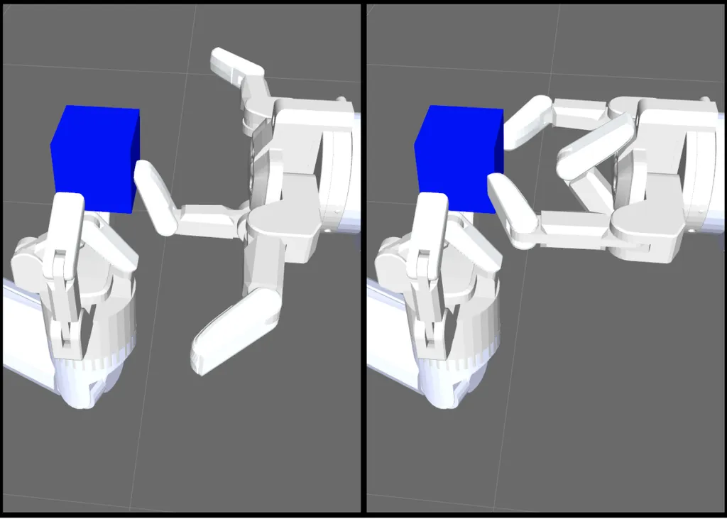 Renderização dos movimentos realizados pelo robô ao manipular o cubo mágico (Imagem: Reprodução/University of Washington)