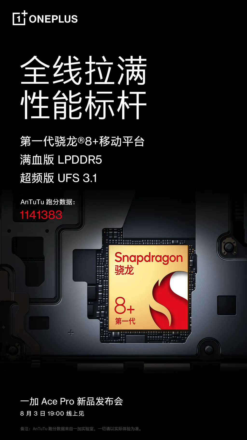 Com Snapdragon 8 Plus Gen 1, o OnePlus Ace Pro (a versão chinesa do OnePlus 10T) teria quebrado recordes no AnTuTu, ultrapassando os 1,14 milhão de pontos (Imagem: Divulgação/OnePlus)