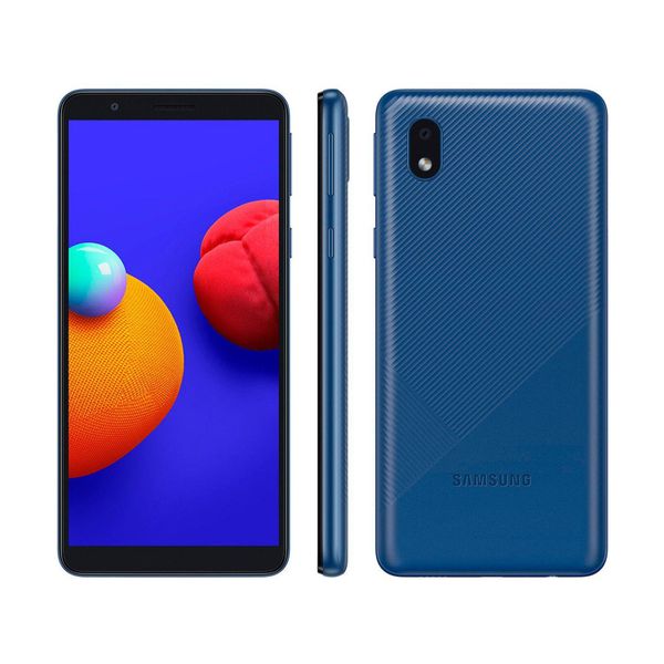 [APP + CLIENTE OURO] Smartphone Samsung Galaxy A01 Core 32GB Azul - Processador Quad-Core 2GB RAM Câm.8MP + Selfie 5MP
