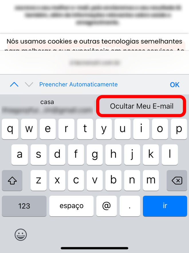 Toque em "Ocultar Meu E-mail" para não revelar sua conta pessoal - Captura de tela: Thiago Furquim (Canaltech)
