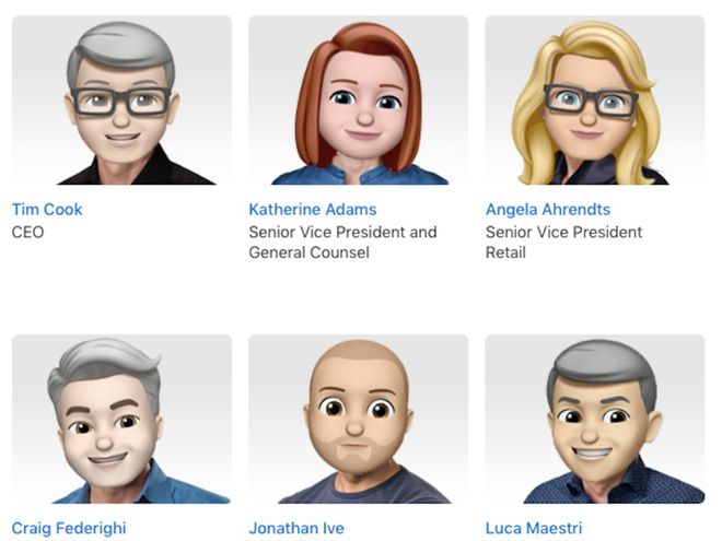 Executivos da Apple em versão emoji (Imagem: Apple)