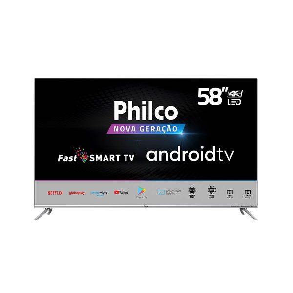 Smart TV LED 58" Philco PTV58G71AGBLS UHD 4K Android TV, Processador Quad Core, Dolby Vision e Áudio, Wi-Fi [CUPOM DE DESCONTO]
