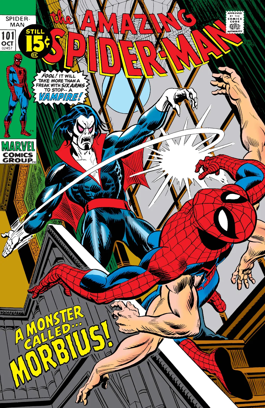 O primeiro encontro de Morbius e Homem-Aranha é bem bizarro (Imagem: Divulgação/Marvel Comics)
