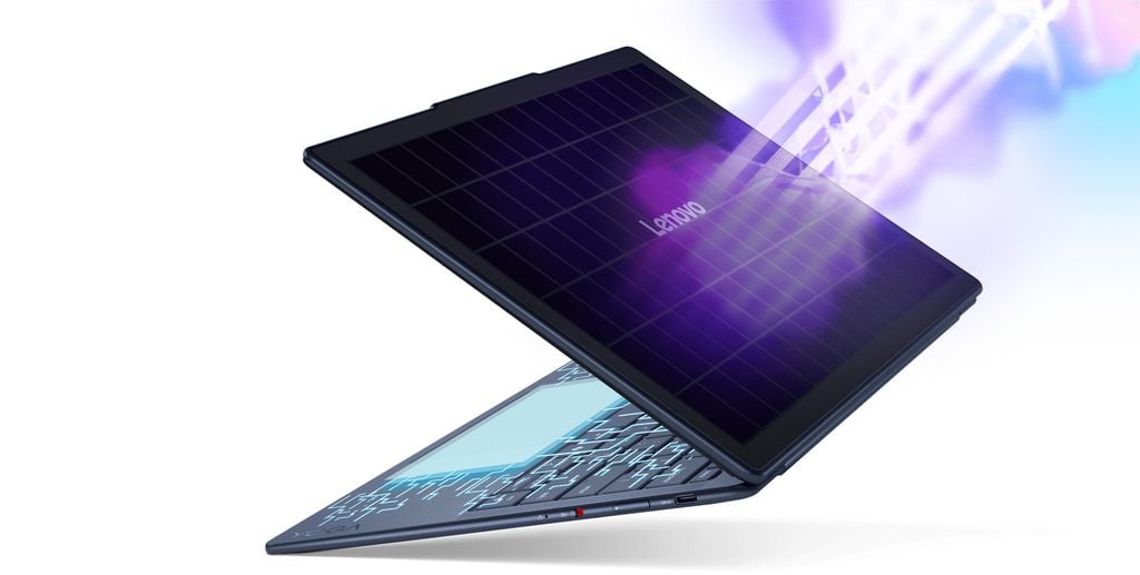 Notebook Lenovo energizado por luz solar