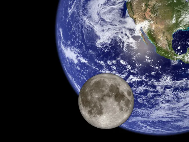 Comparação entre a Terra e a Lua (Imagem: Reprodução/NASA)
