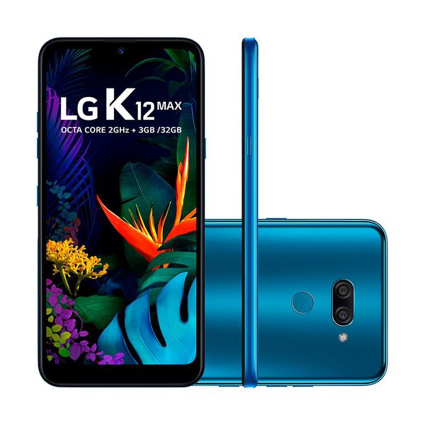 Smartphone LG K12 Max 32GB Dual Chip Android 9.0 (Pie) Tela 6,2” Octa Core 4G Câmera Dupla 13MP + F2.0 - Azul