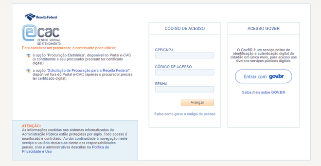 Acesse o portal utilizando o código de acesso de seu Certificado Digital - (Captura: Canaltech/Felipe Freitas)