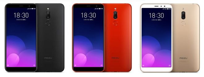 Três opções de cores do Meizu M6T (Imagem: Meizu)