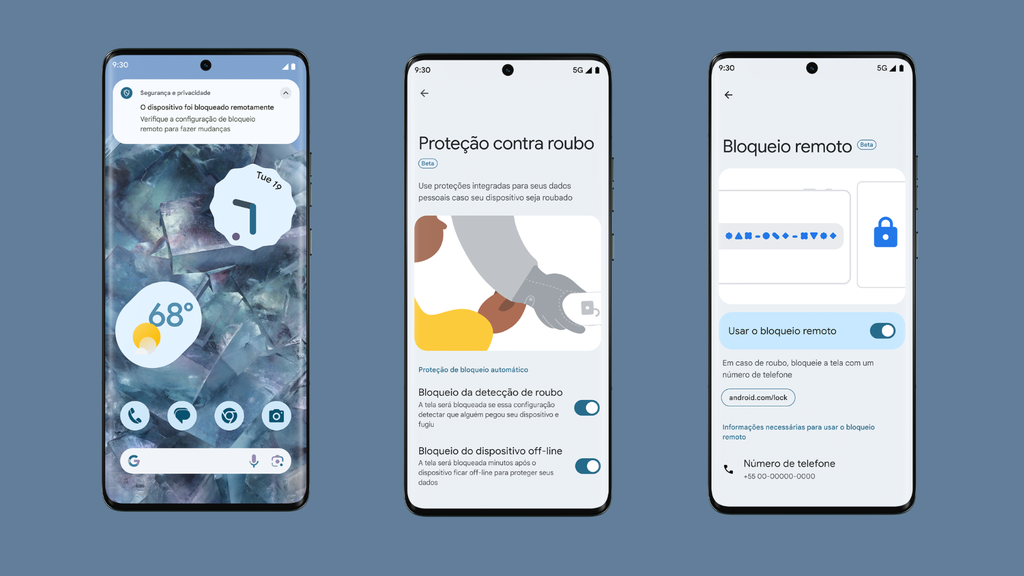 Android tem opções avançadas de proteção contra roubo e bloqueio do aparelho (Imagem: Divulgação/Google)