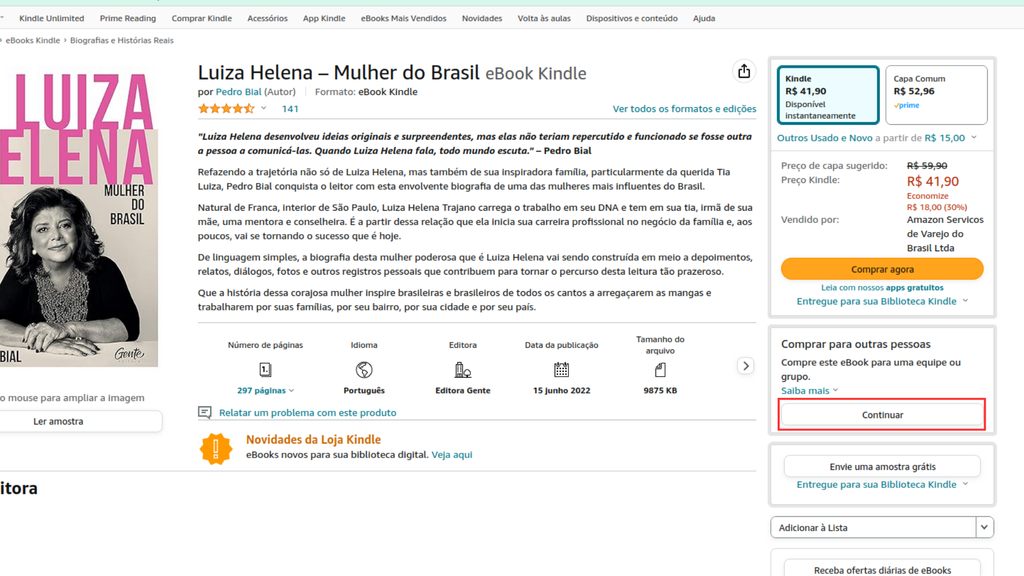Como comprar e-books para outras pessoas na Amazon (Imagem: Captura de tela/Bruno De Blasi/Canaltech)