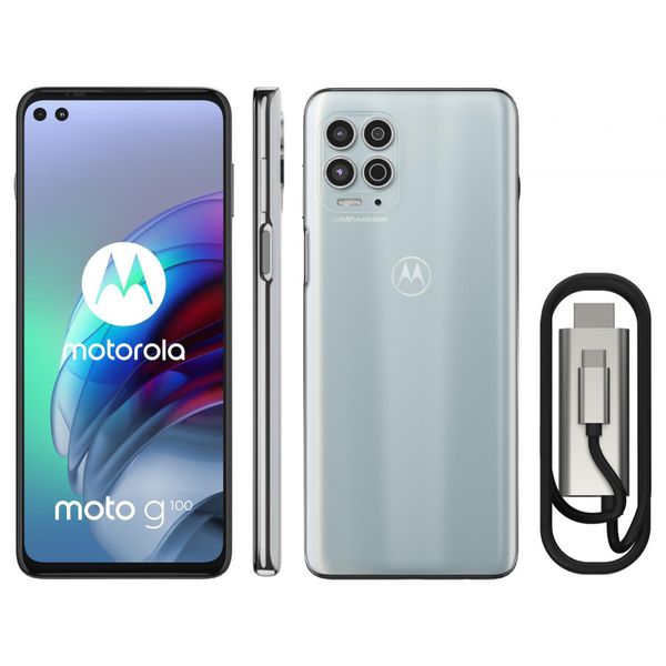 [APP + CLIENTE OURO + CUPOM] Smartphone Motorola Moto G100 e Cabo USB-C/HDMI - 256GB Luminous Sky 12GB RAM 6,7” Câm. Quádrupla