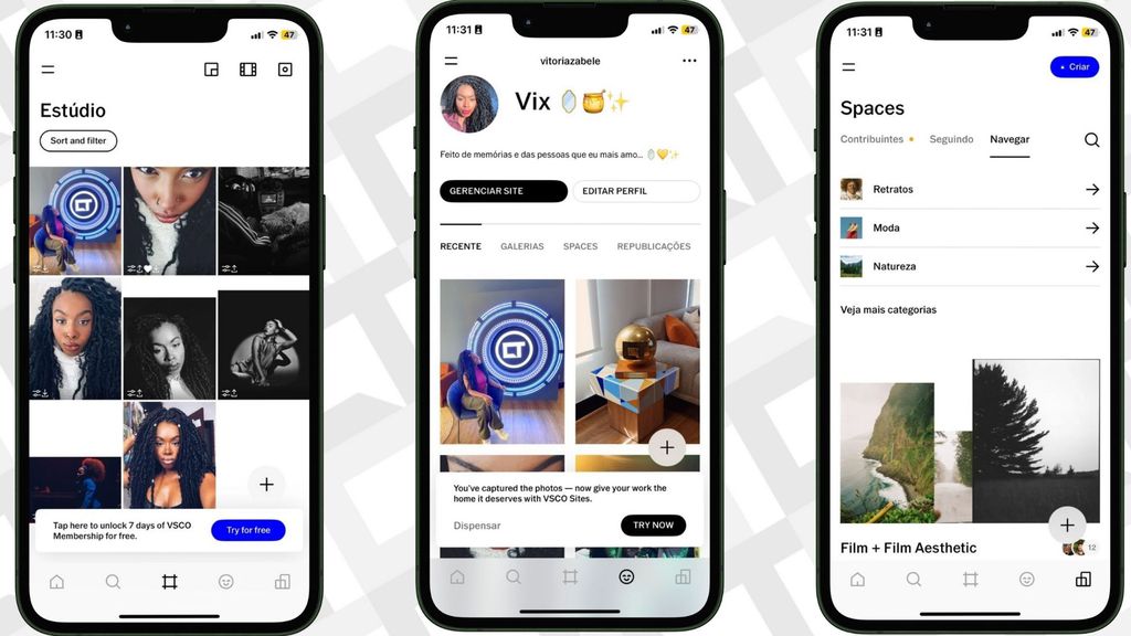 VSCO aplicativo de edição de fotos tambem funciona como rede social captura de tela