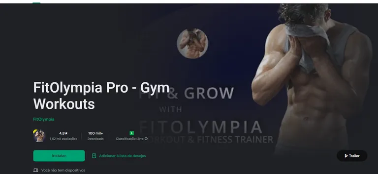 App FitOlympia Pro - Gym Workouts - Canaltech Ofertas