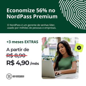 NordVPN: economize no Plano Premium de 2 anos da NordPass + 3 meses EXTRAS | A partir de R$ 4,90 por mês