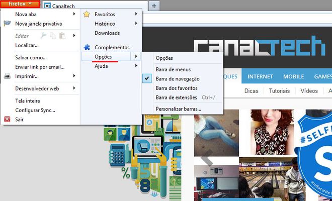 Acesse as opções do Firefox para configurar o navegador Acesse as opções do Firefox para configurar o navegador