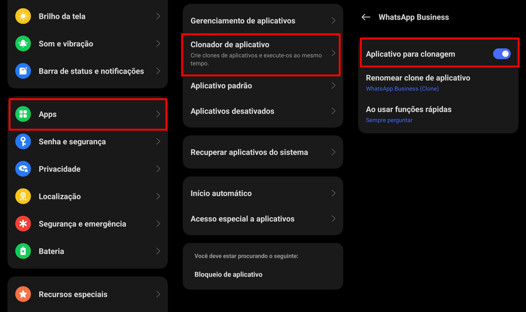 É possível criar aplicativo gêmeo para usar dois WhatsApp Business no mesmo celular (Imagem: Captura de tela/Douglas Ciriaco/Canaltech)