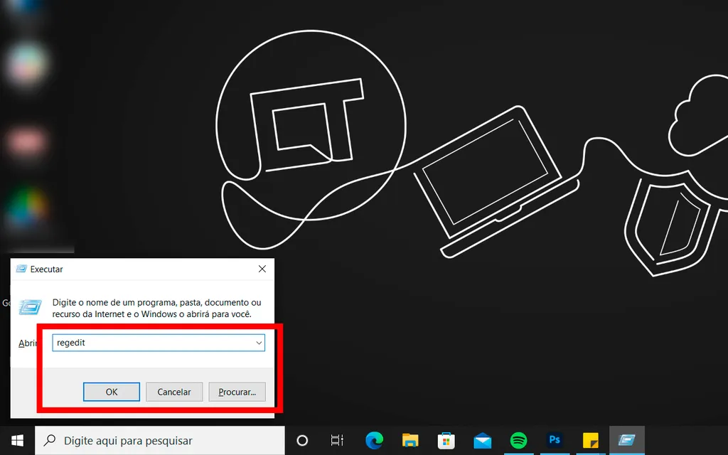 Abra o Editor do Registro no Windows (Captura de tela: André Magalhães/Canaltech)